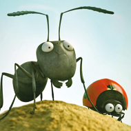 Der Marienkäfer und die Ameise: Zwei mutige kleine aktive Wald- und Wiesenbewohner